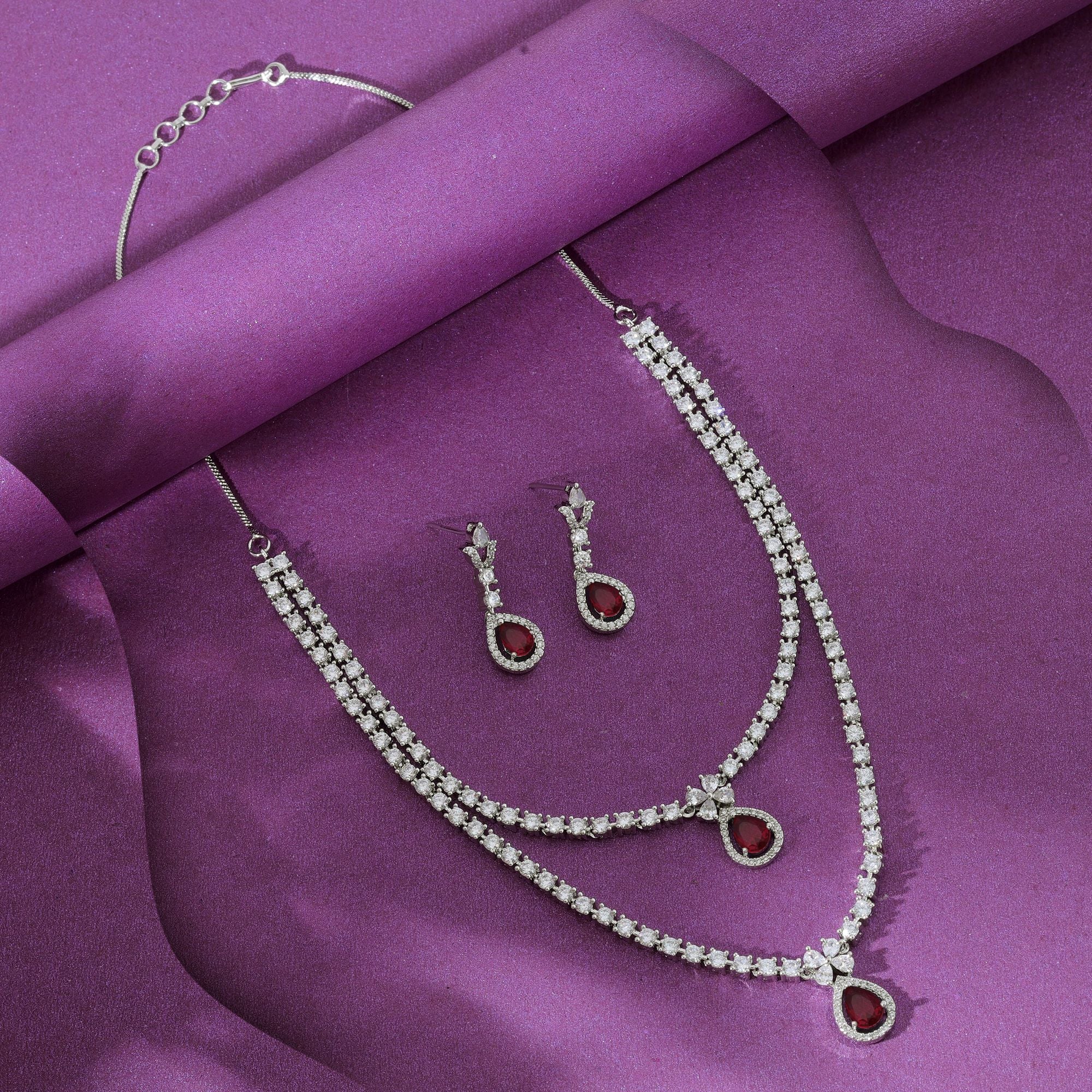American Diamond Necklace Set Elegant Party Wear Statement Jewelry Design