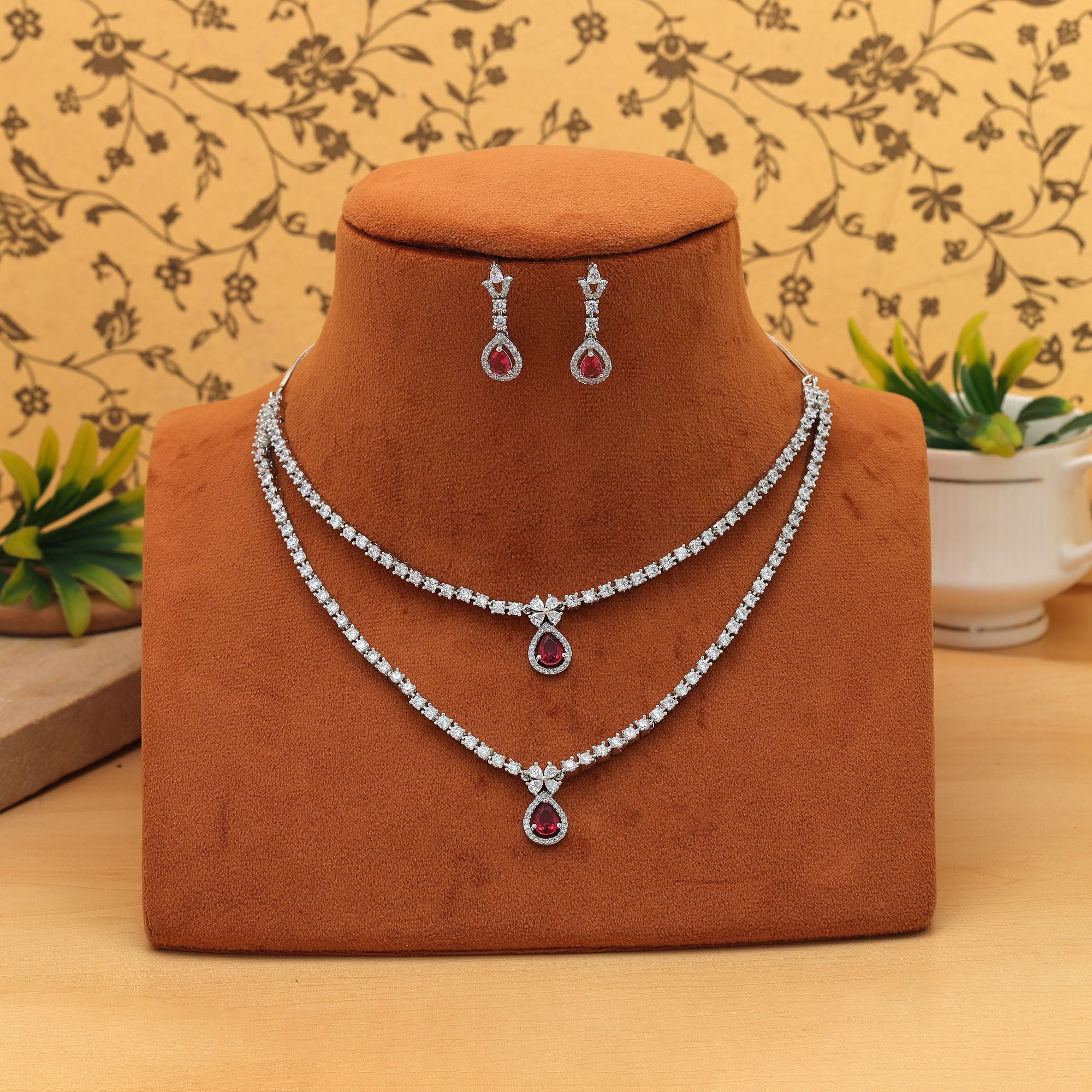 American Diamond Necklace Set Elegant Party Wear Statement Jewelry Design