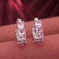 Pink Color Sparkling Party Wear American Diamond Earrings For Women And Brides - Pink