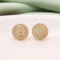 Gold Color Exclusive Designer American Diamond Earrings For Wedding And Celebration Style - Gold