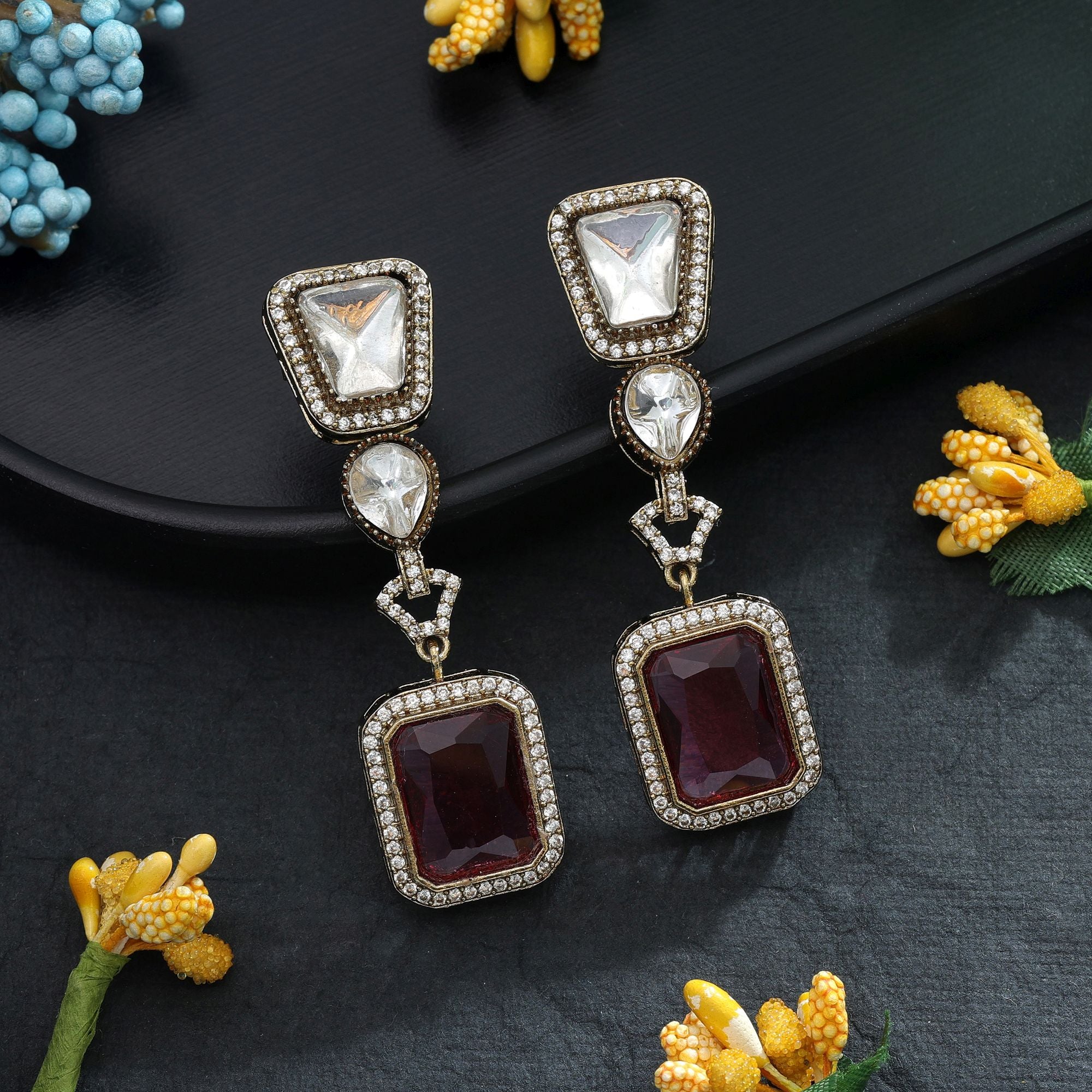 American Diamond Earrings Modern Chic Party Wear Jewelry Design