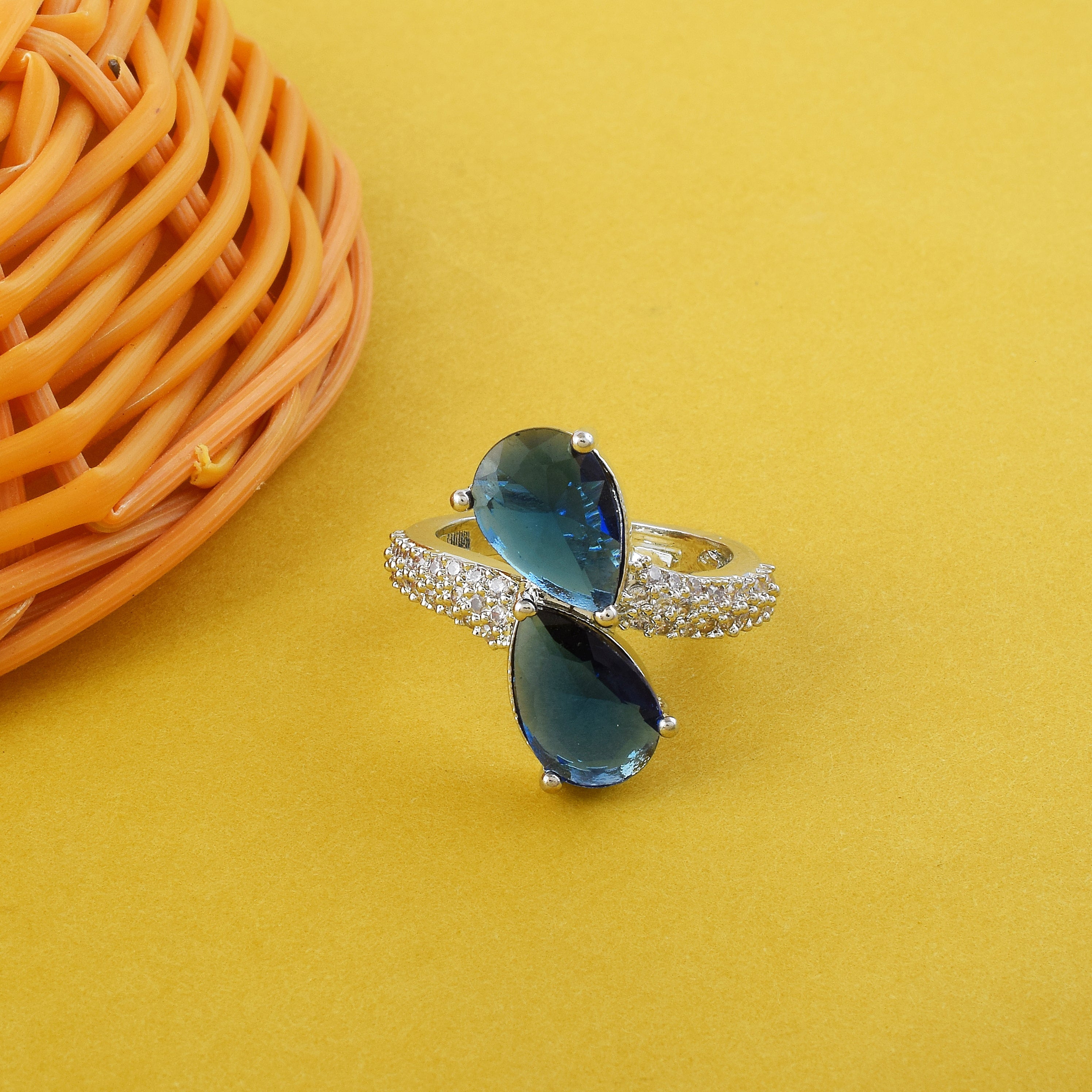 American Diamond Ring With Sophisticated Sparkling Accent