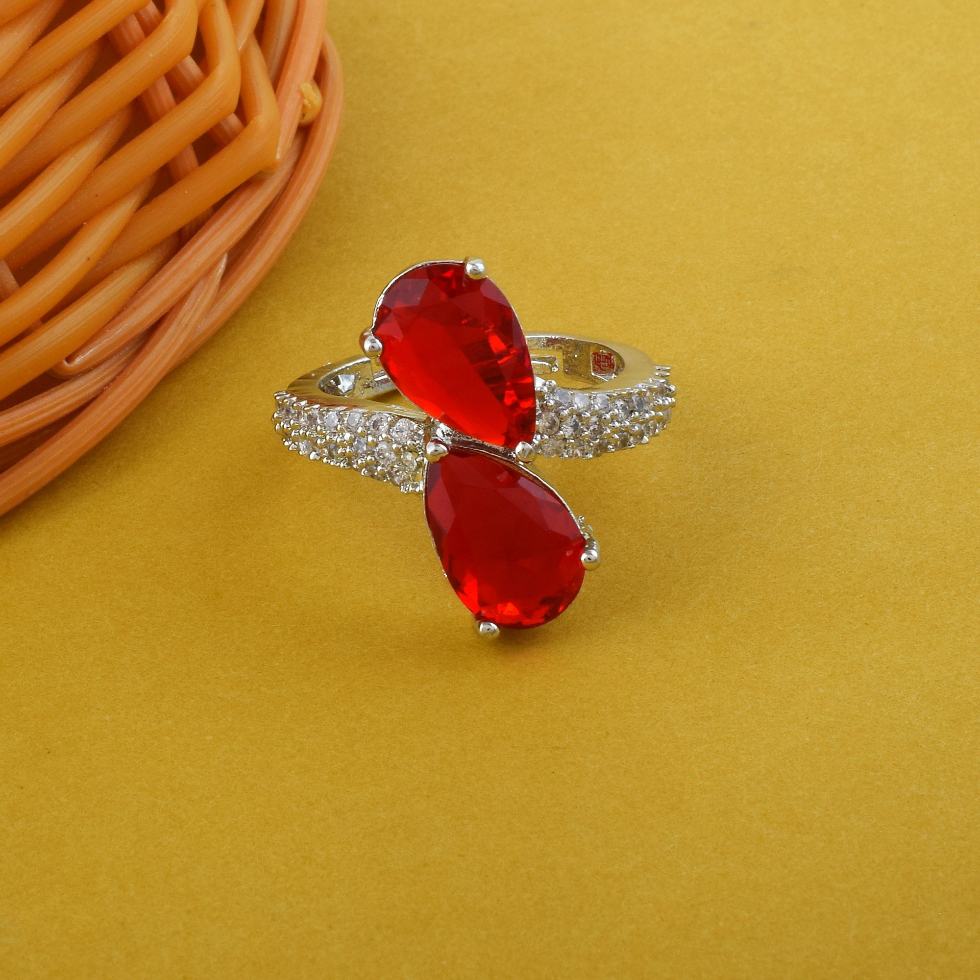 American Diamond Ring With Sophisticated Sparkling Accent