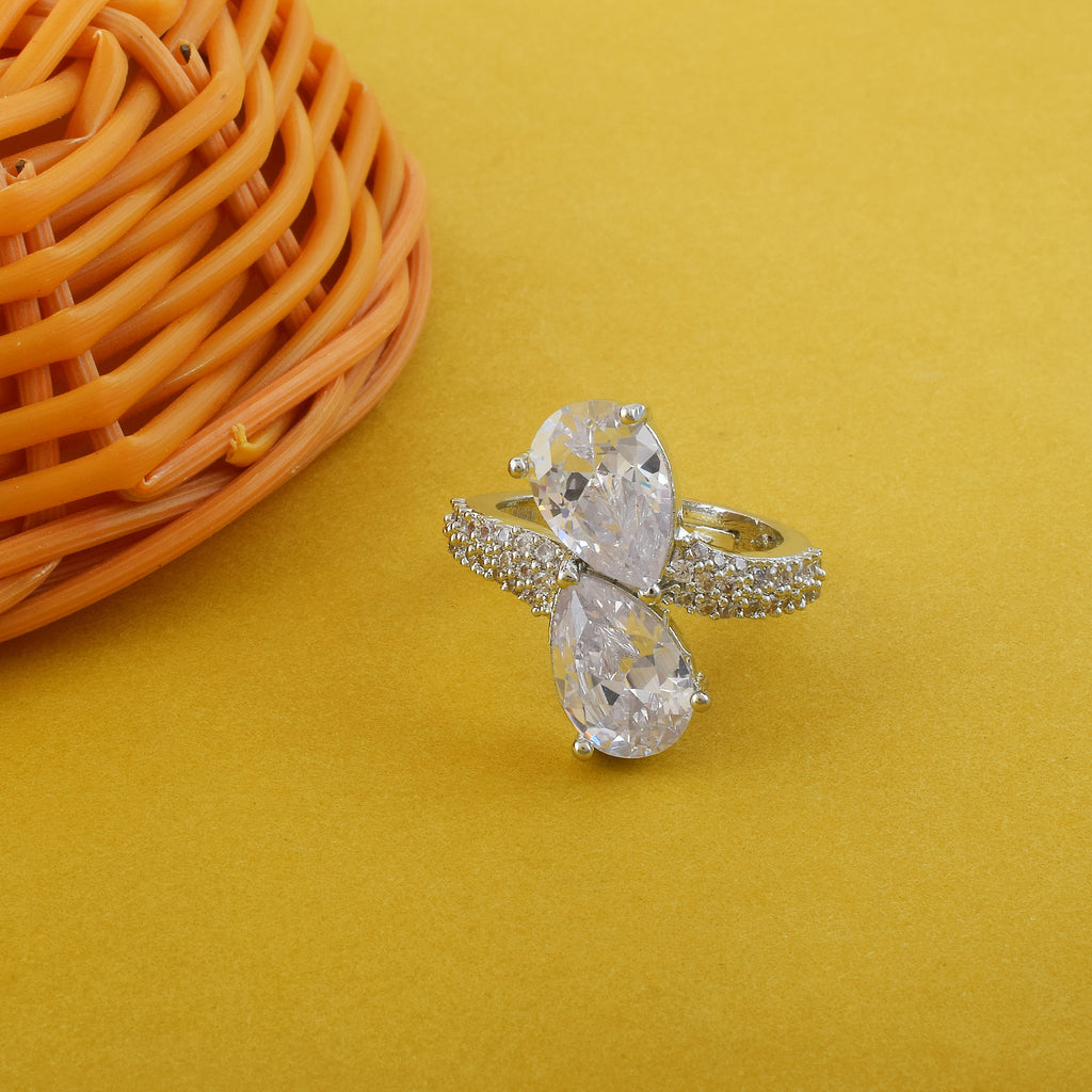 American Diamond Ring With Sophisticated Sparkling Accent