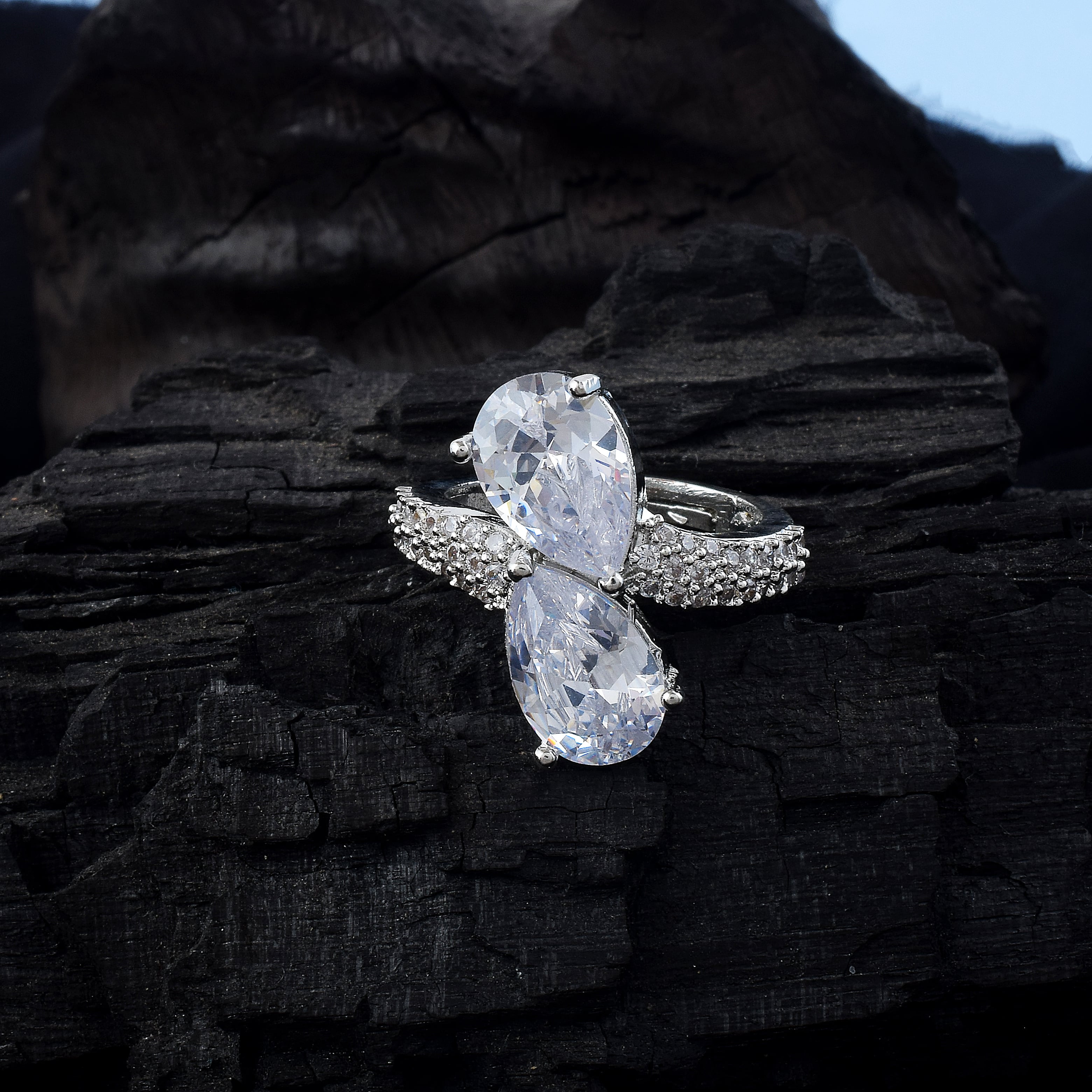 American Diamond Ring With Sophisticated Sparkling Accent