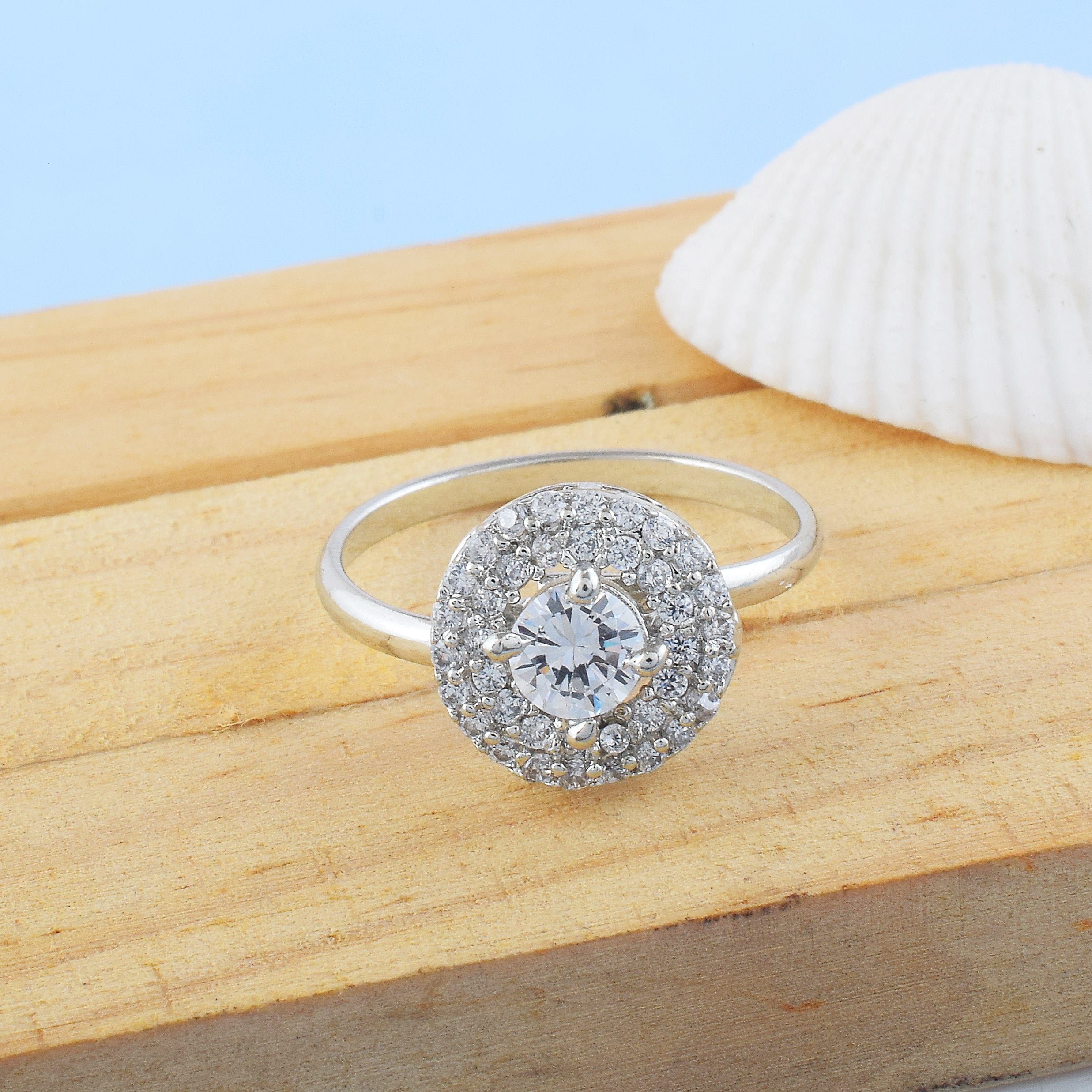 Bright Silver Color American Diamond Ring With Clean And Sleek Finish - Silver