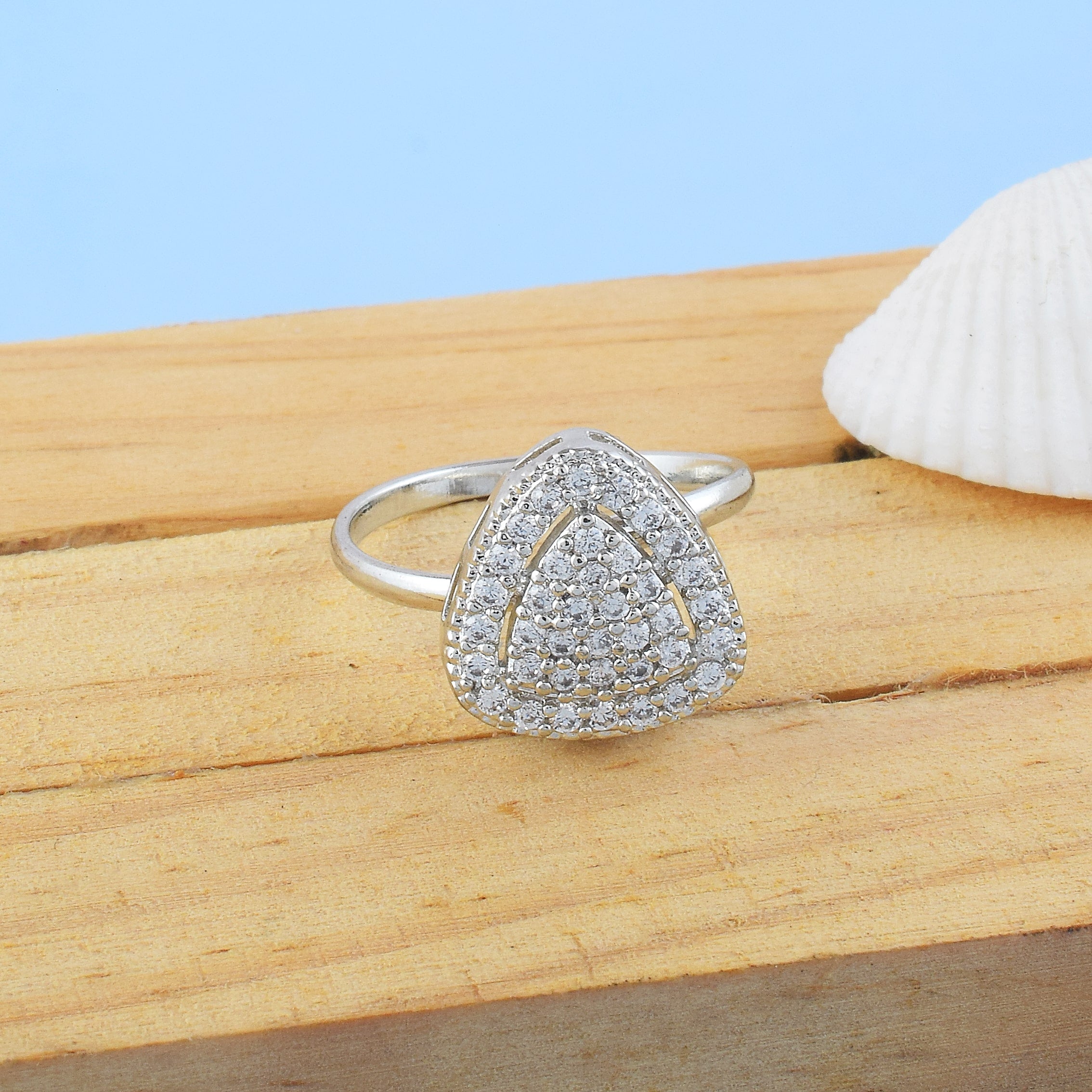 Modern Silver Color American Diamond Ring For Chic Everyday Fashion - Silver