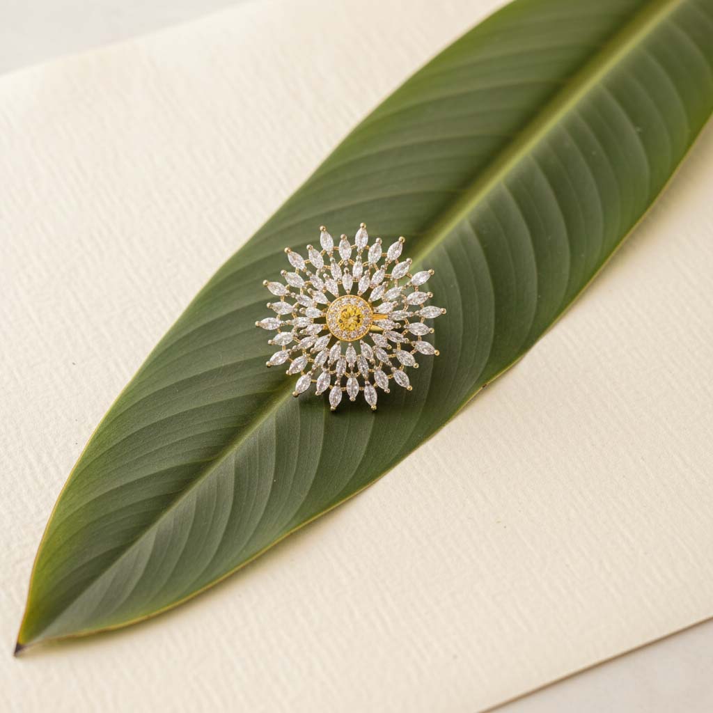 Stunning White Color American Diamond Ring Designed To Complement Graceful And Radiant Ensembles - White