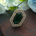 Green Color American Diamond Ring Elegant Stylish Daily Wear Jewelry Collection - Green