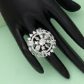 Silver Color American Diamond Ring Elegant Minimal Daily Wear Jewelry Design - Silver