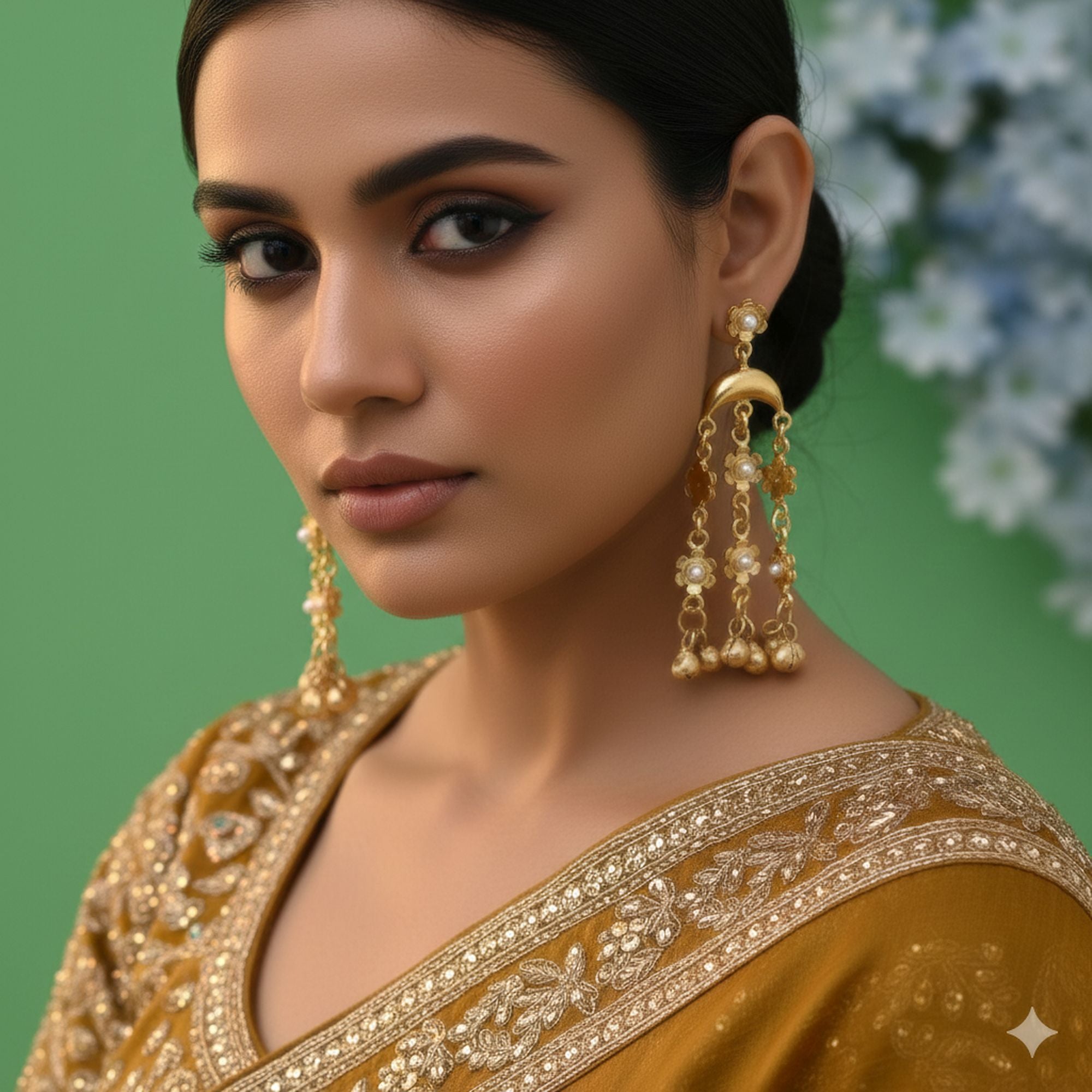 Gold Color Amrapali Earrings Inspired By Heritage Temple Jewelry Craftsmanship - Gold