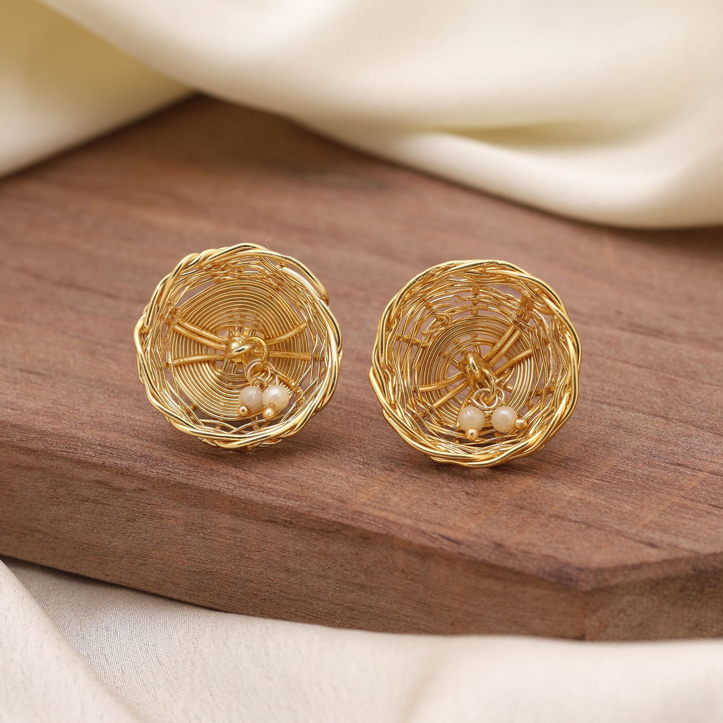 Gold Color Amrapali Earrings Reflecting Timeless Beauty Of Traditional Jewelry - Gold