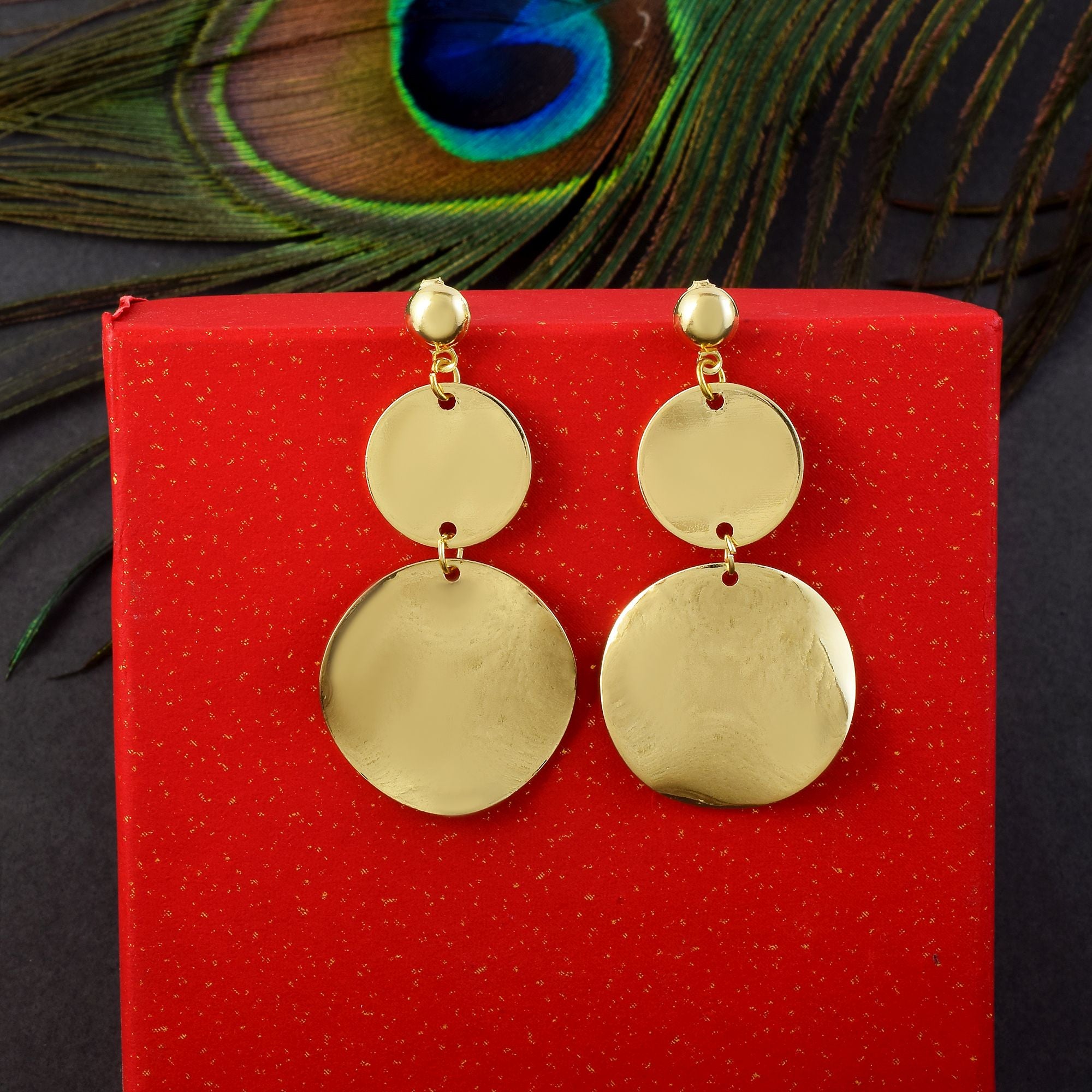 Gorgeous Gold Color Anti Tarnish Earrings Designed with Premium Artistic Work for Party Occasions - Gold