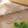 White Color Earrings Chain With Beautiful Pearl Detailing For Bridal Fashion - White