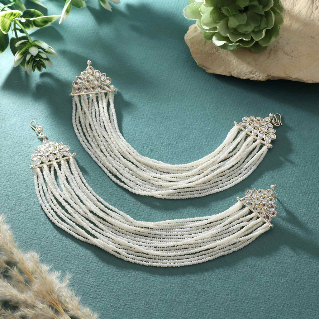 White Color Earrings With Delicate Finish For Classic And Modern Outfits - White