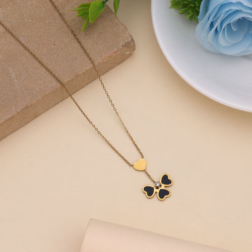 Black Color Stainless Steel Anti Tarnish Necklace Designed For Modern Everyday Minimal Styling