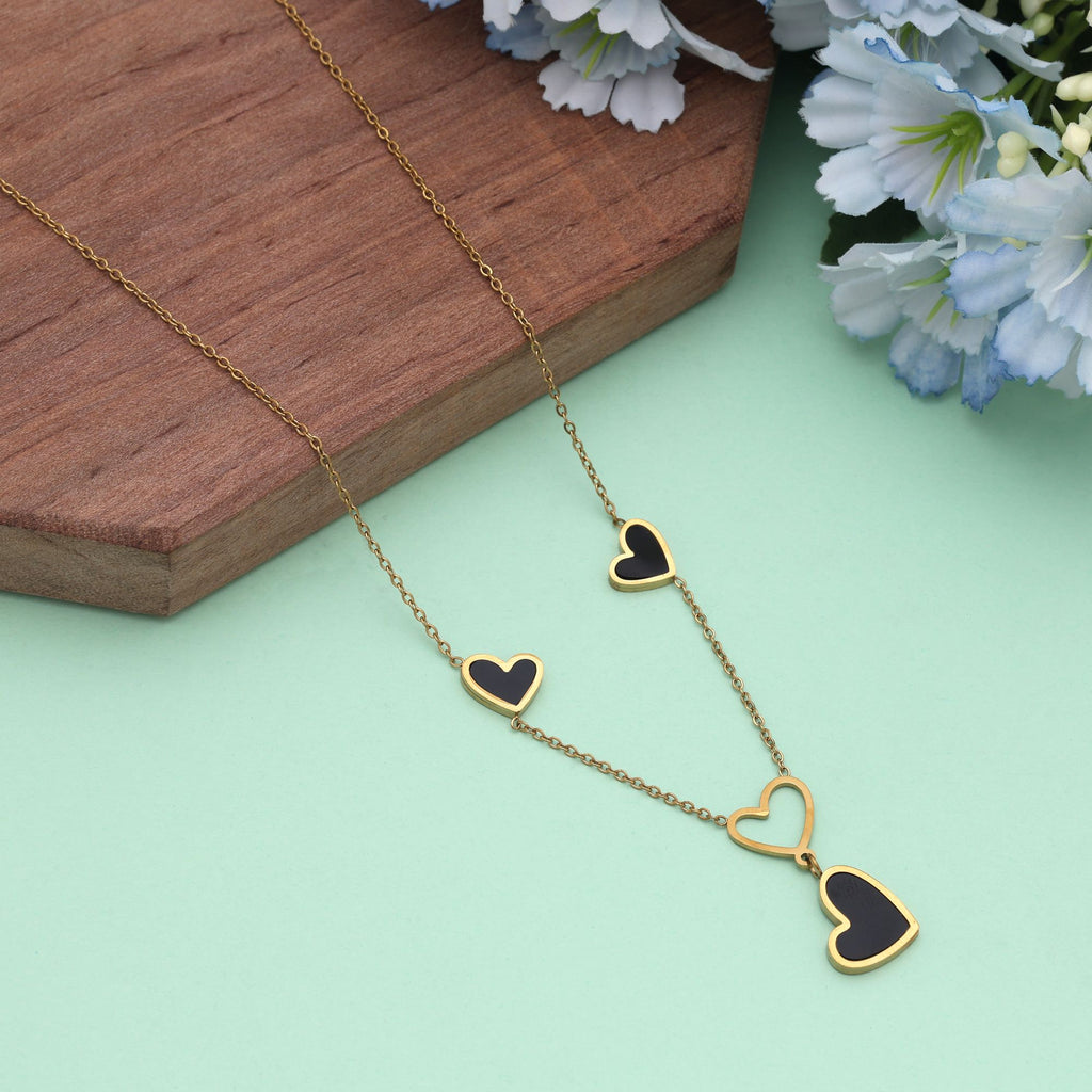 Black Color Stainless Steel Anti Tarnish Necklace Featuring Premium Polish And Durability
