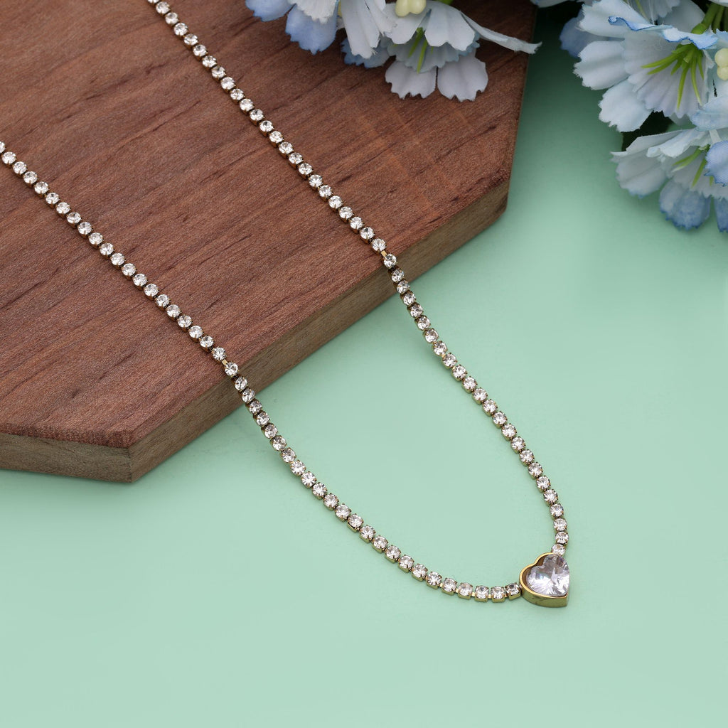 White Color Stainless Steel Anti Tarnish Necklace Offering Clean Minimal Contemporary Design