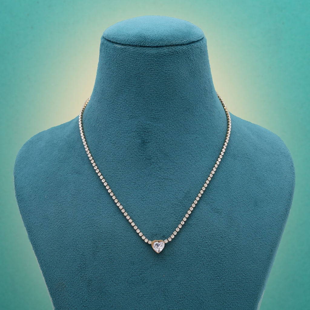White Color Stainless Steel Anti Tarnish Necklace Offering Clean Minimal Contemporary Design