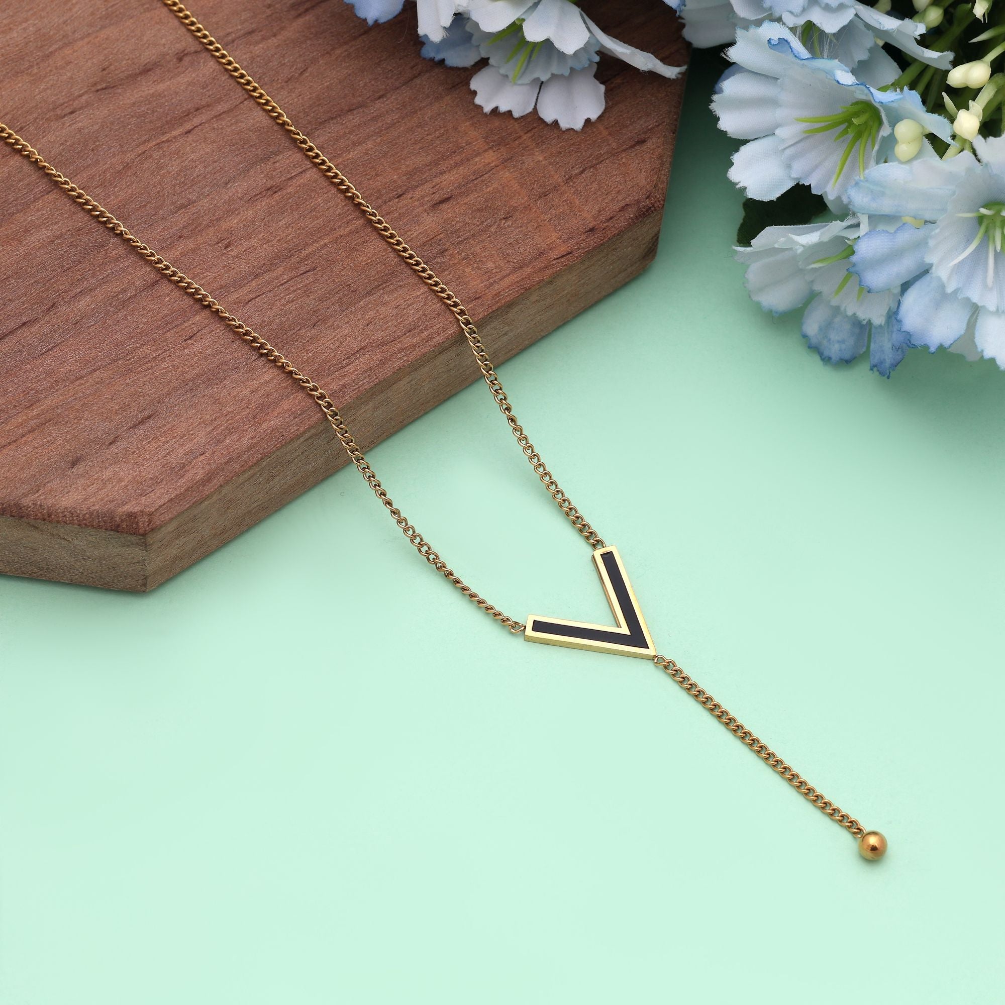 Black Color Stainless Steel Anti Tarnish Necklace Styled For Bold Modern Jewelry Lovers - Black