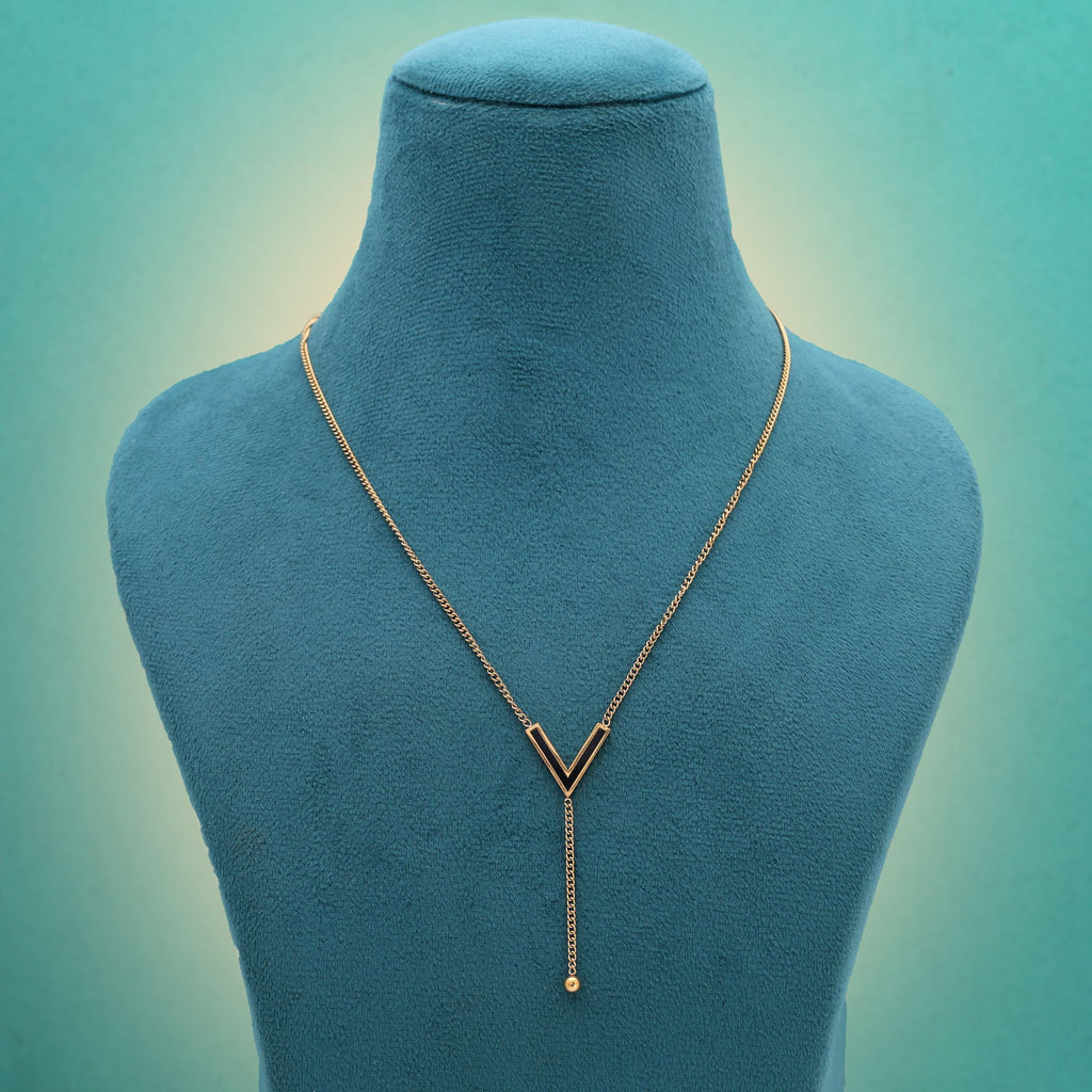 Black Color Stainless Steel Anti Tarnish Necklace Styled For Bold Modern Jewelry Lovers - Black