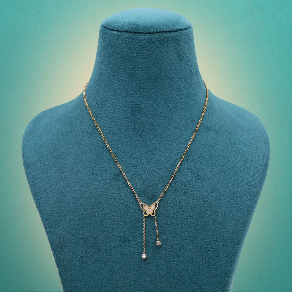 Gold Color Stainless Steel Anti Tarnish Necklace Featuring Smooth Finish And Premium Quality