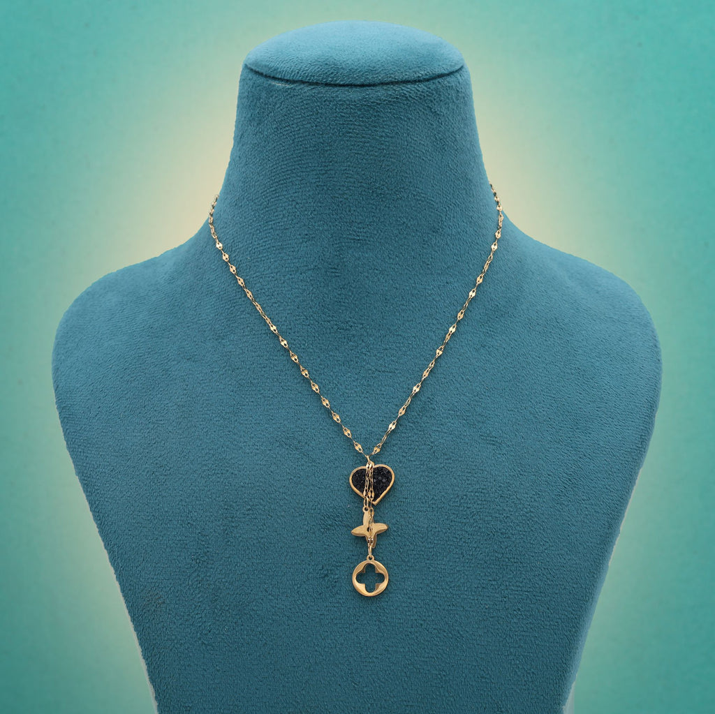 Black Color Stainless Steel Anti Tarnish Necklace Designed With Bold And Classy Appearance - Black