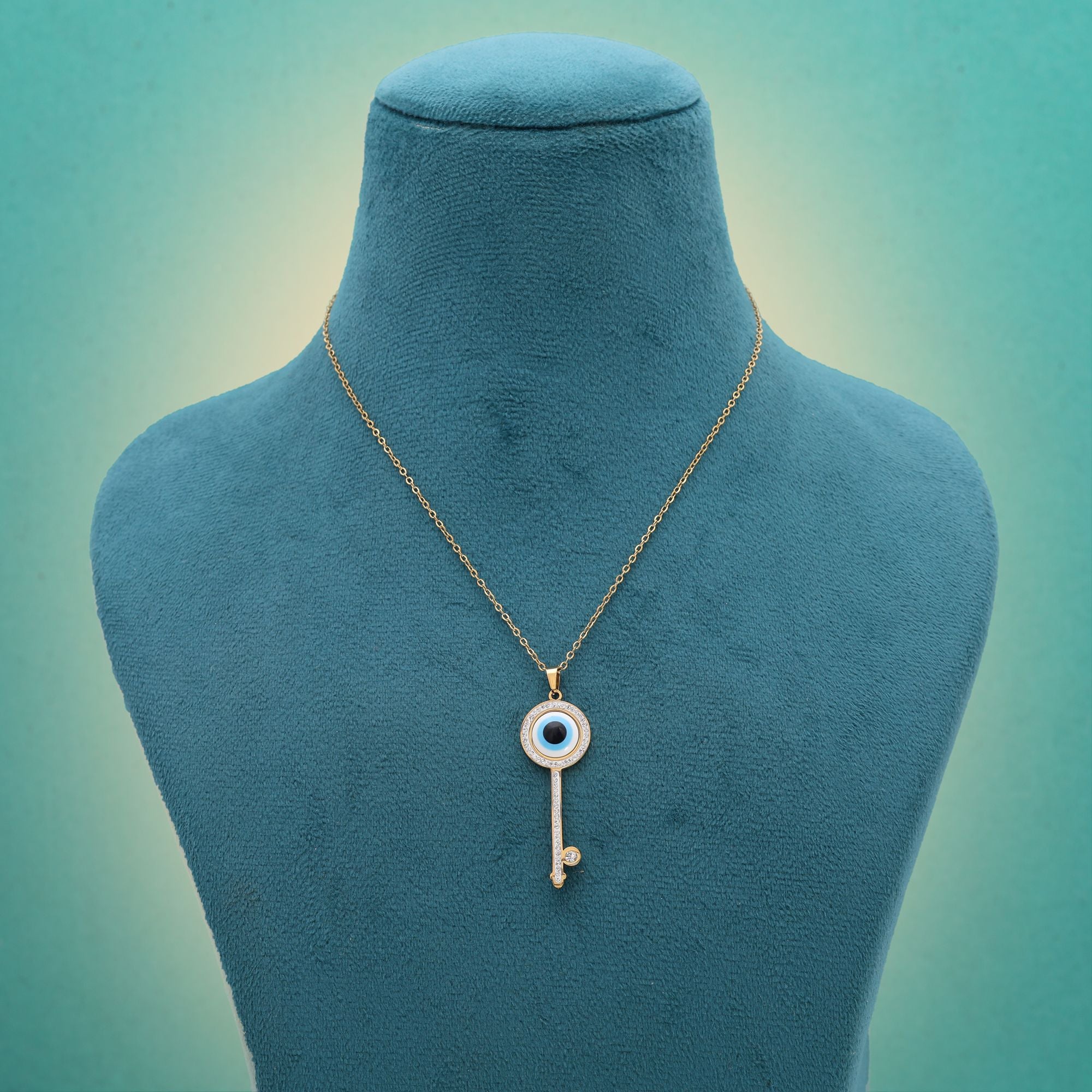 Blue Color Evil Eye Stainless Steel Anti Tarnish Necklace Combining Symbolism With Modern Fashion - Blue