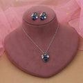 Blue Color Anti Tarnish Necklace Set With Trendy Fashion Party Wear Appeal