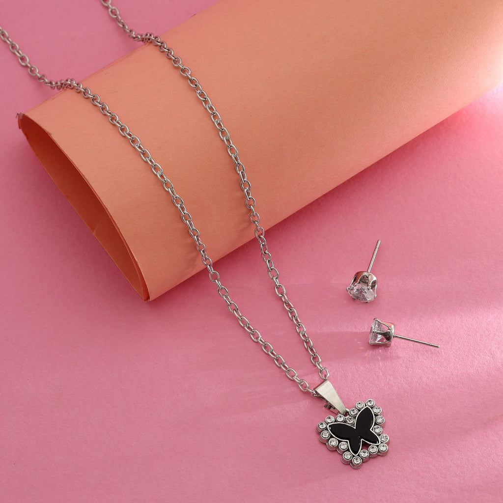Black Color Anti Tarnish Necklace Set Elegant Minimal Daily Wear Jewelry