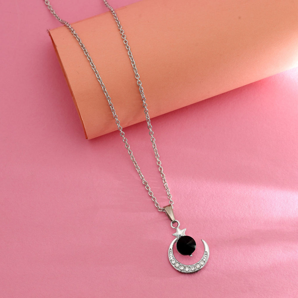 Black Color Anti Tarnish Necklace Sleek Modern Everyday Fashion Jewelry Design - Black