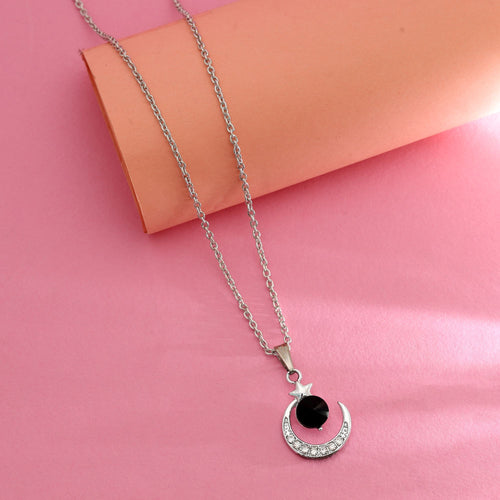 Black Color Anti Tarnish Necklace Sleek Modern Everyday Fashion Jewelry Design - Black