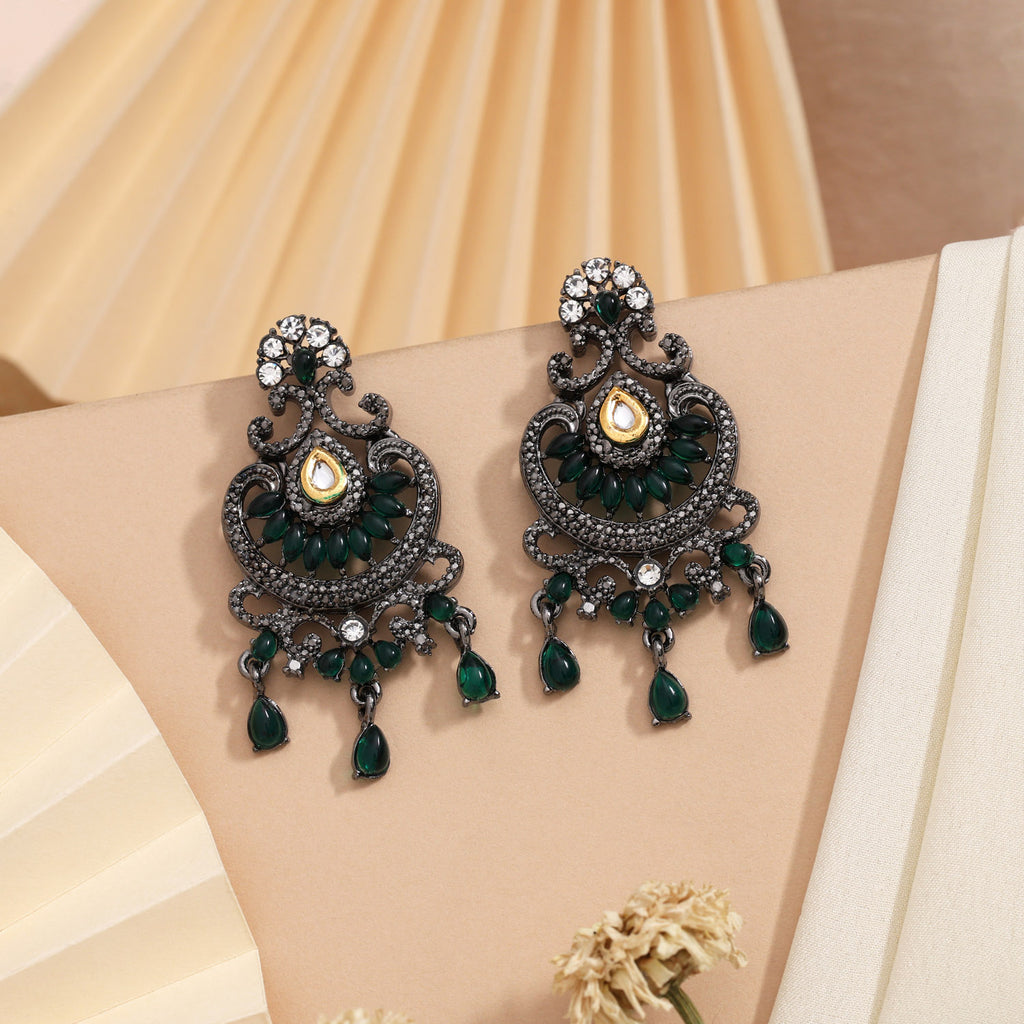 Nature-Inspired Green Color Fashion Earrings For A Fresh Outdoor Look - Green