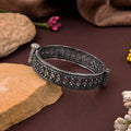 Graceful Silver Color Oxidised Openable Bracelet Crafted For Everyday Comfort - Silver