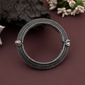 Party Wear Silver Color Oxidised Openable Beautiful Bracelet - Silver