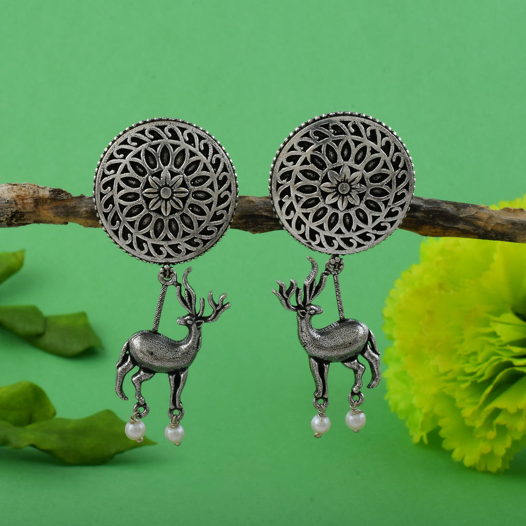 Elegant Silver Color Oxidised Earrings Perfect For Womenâ€™S Party And Daily Fashion Jewelry