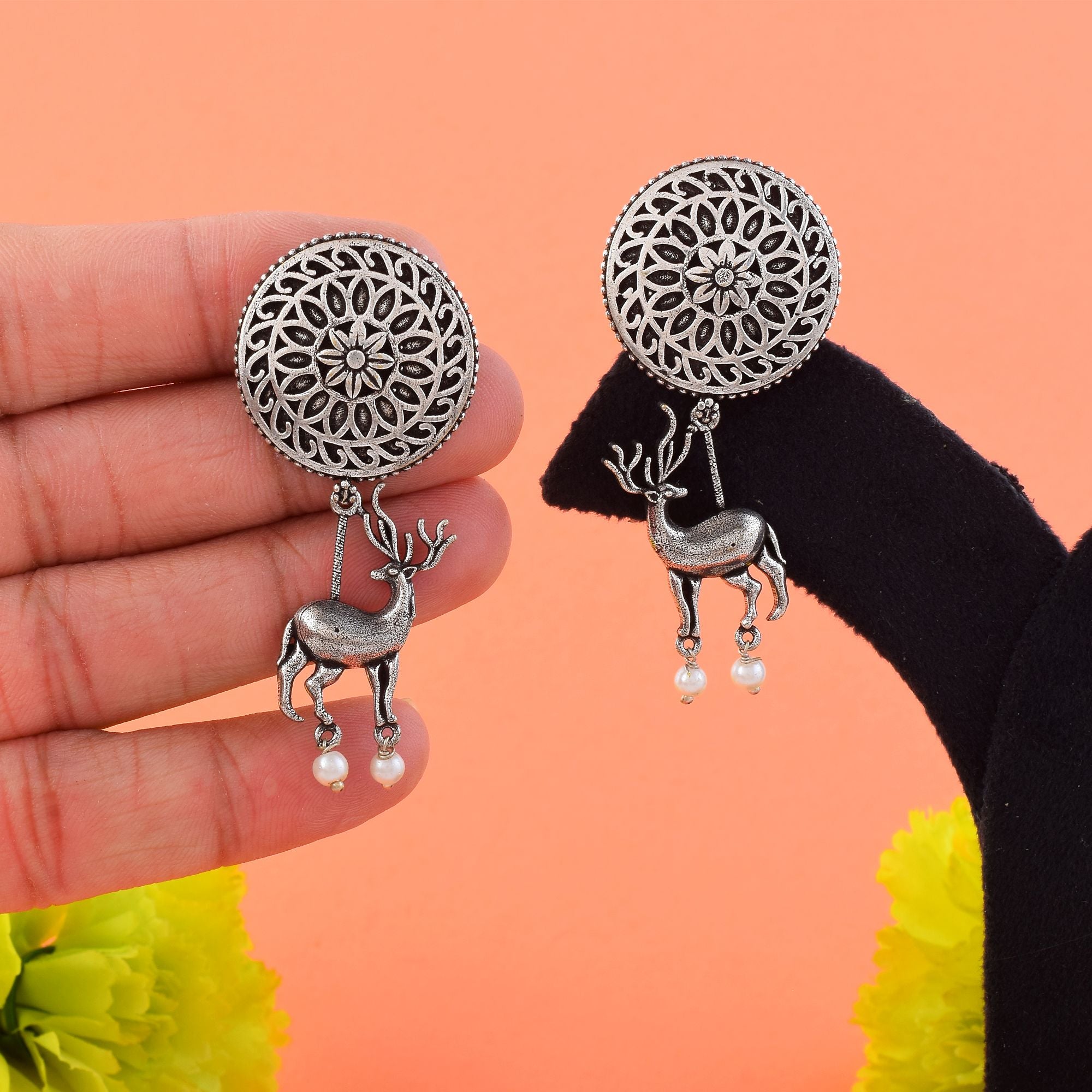 Elegant Silver Color Oxidised Earrings Perfect For Womenâ€™S Party And Daily Fashion Jewelry