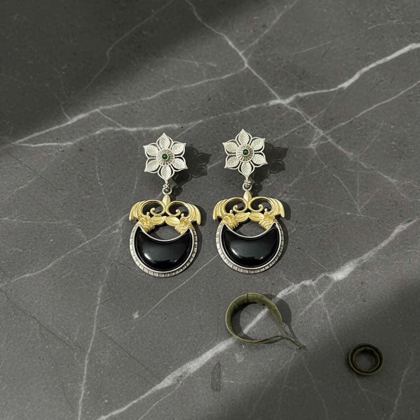 Oxidised Earrings Featuring Dual-Tone Artistry For Sophisticated Cultural Celebrations