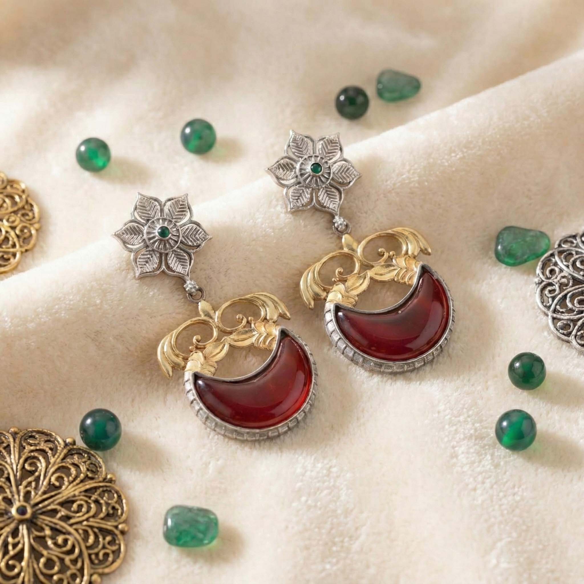 Oxidised Earrings Featuring Dual-Tone Artistry For Sophisticated Cultural Celebrations