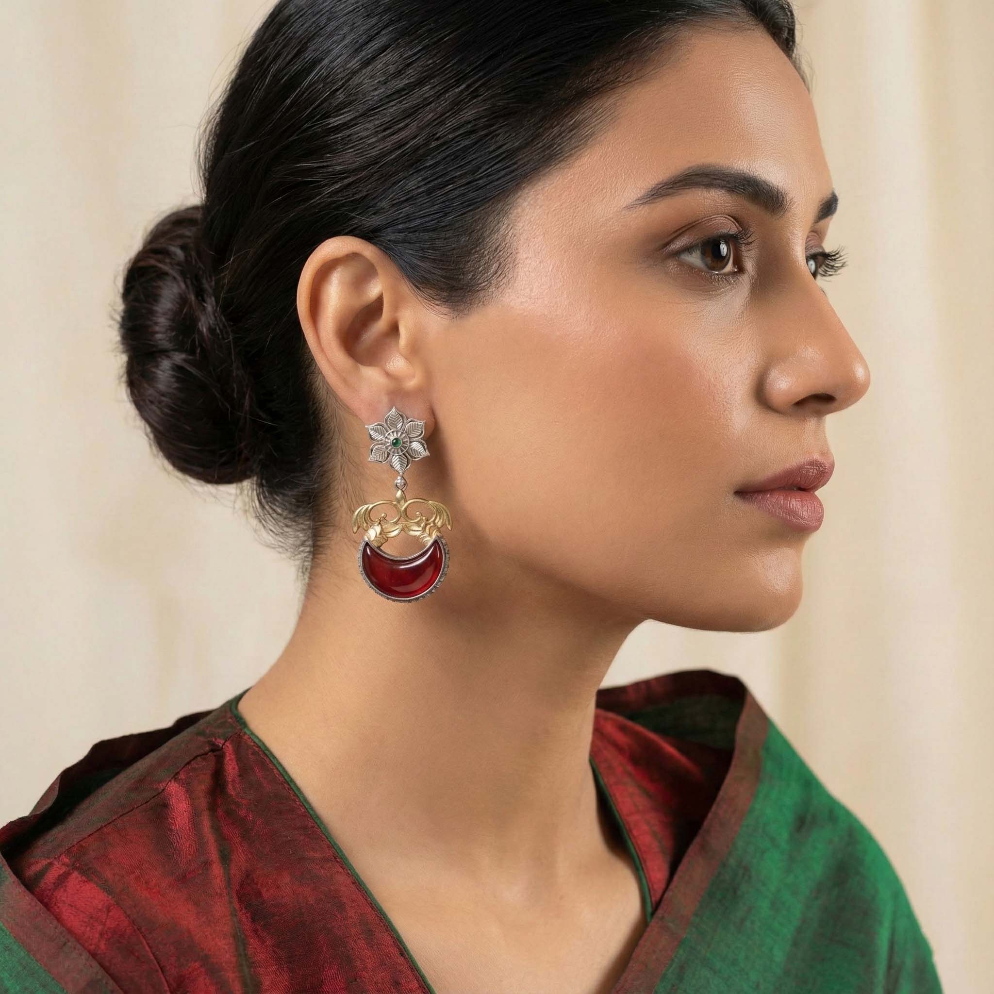 Oxidised Earrings Featuring Dual-Tone Artistry For Sophisticated Cultural Celebrations