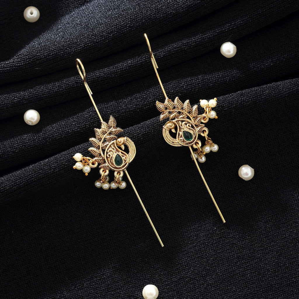 Green Color Oxidised Ear Cuff Classic Traditional Jewelry - Green