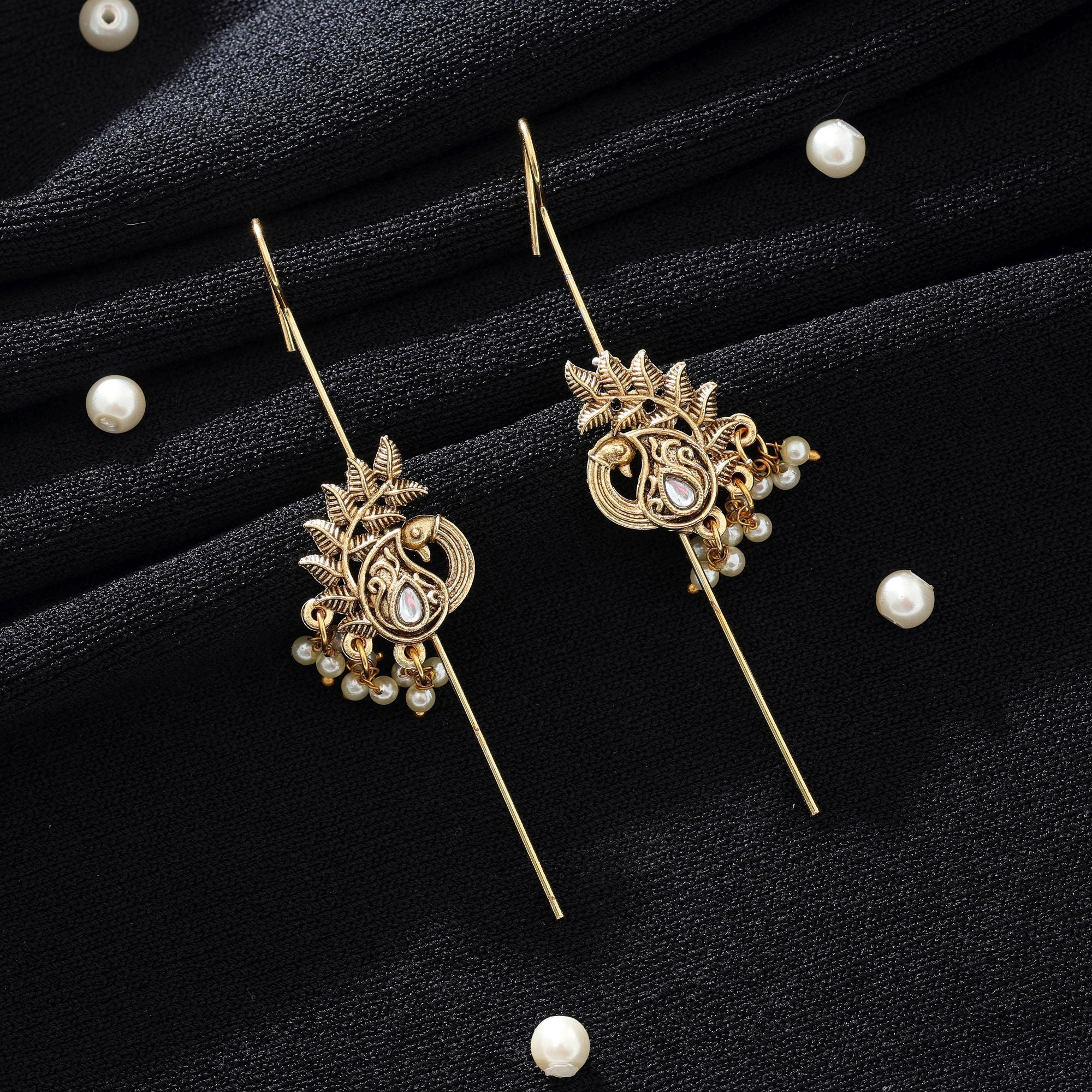 White Color Oxidised Ear Cuff Minimal Traditional Jewelry - White