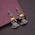 Dual Tone Oxidised Earrings With Unique Ethnic Pattern Design