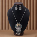 Multi Color Dual Tone Oxidised Necklace Set Featuring Vibrant Designs For Festive Traditional Styling - Multi
