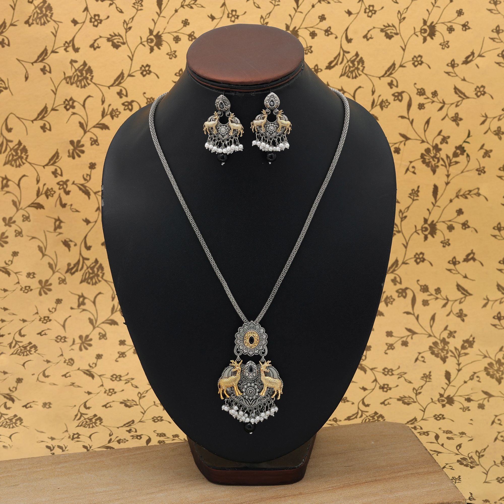 Dual Tone Oxidised Necklace Set Traditional Festive Jewelry