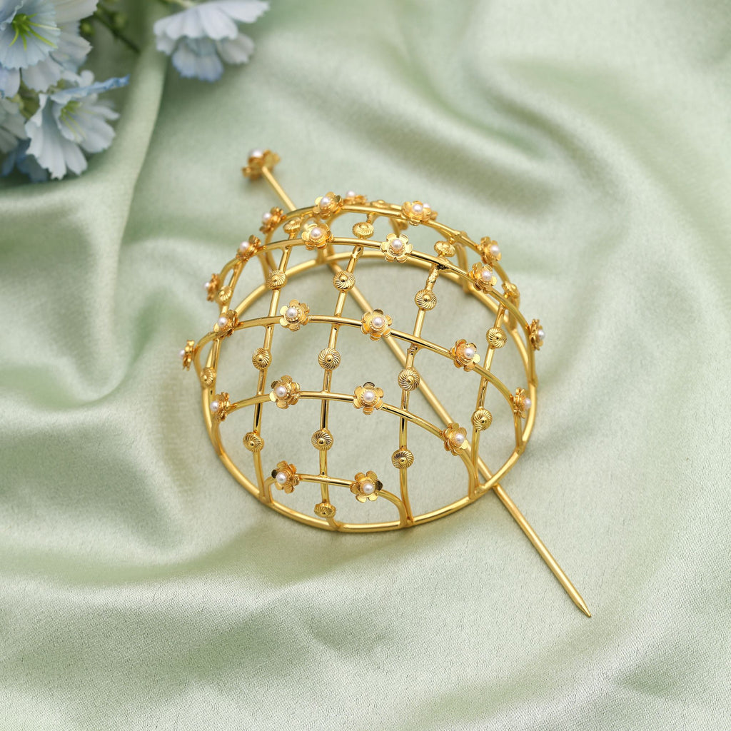 Gold Color Hair Pin Beautifully Crafted To Enhance Elegant Traditional Hairstyles For Festive Occasions - Gold