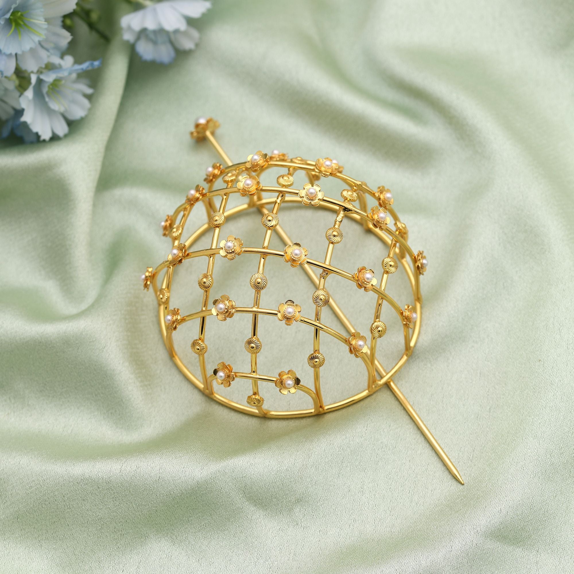 Gold Color Hair Pin Beautifully Crafted To Enhance Elegant Traditional Hairstyles For Festive Occasions - Gold