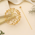 Gold Color Hair Pin Beautifully Crafted To Enhance Elegant Traditional Hairstyles For Festive Occasions - Gold