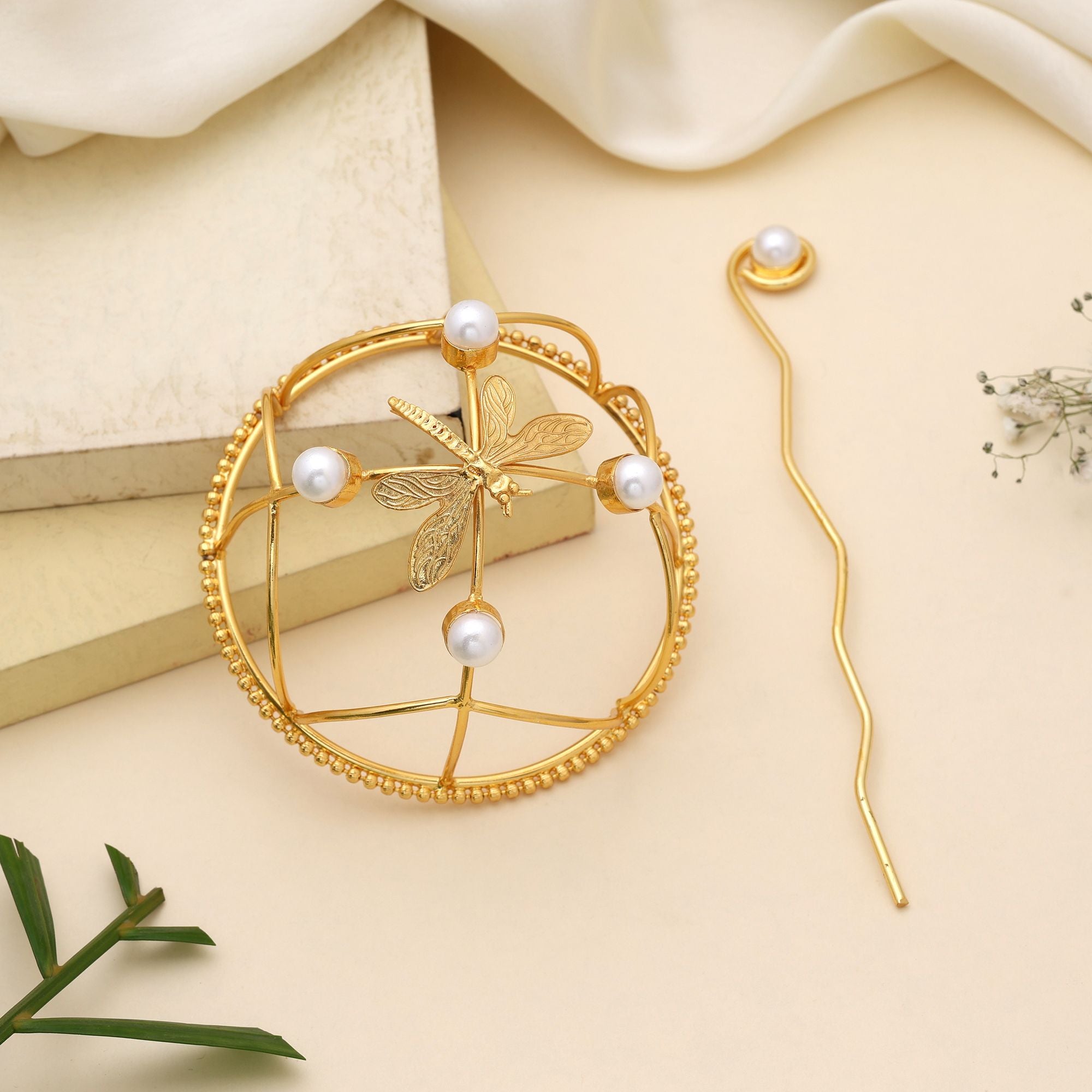 Stylish Gold Color Hair Pin Designed To Add Graceful Charm To Ethnic Hair Fashion - Gold