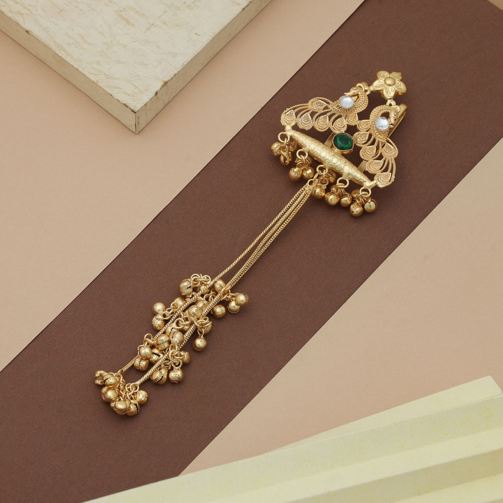 Green Color Hair Pin Traditional Ethnic Hair Accessory Stylish Designer Piece - Green
